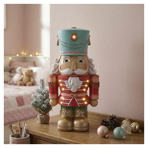 Illuminated pastel Christmas nutcracker, 18x9x6 in 2