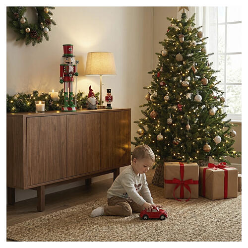 Schiaccianoci di legno 40x10 cm bastone di zucchero glitterato 2