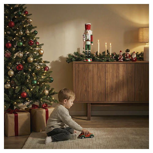 Schiaccianoci natalizio legno 40x10 cm scettro caramella 2