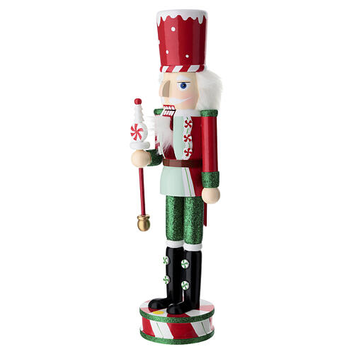 Schiaccianoci natalizio legno 40x10 cm scettro caramella 4