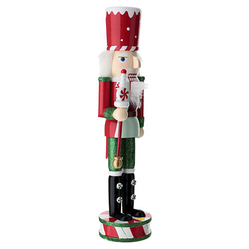 Schiaccianoci natalizio legno 40x10 cm scettro caramella 5