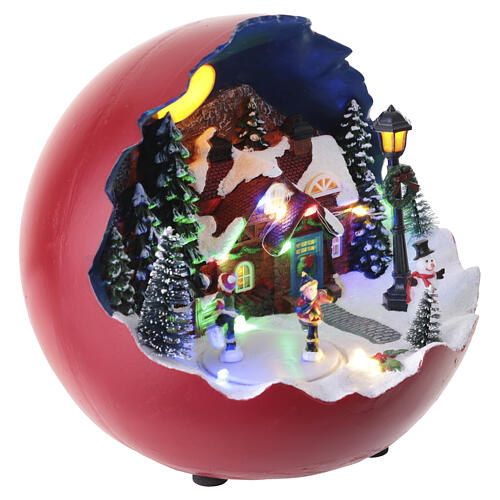 Sphère paysage de Noël avec patineurs éclairage LED 20x20 cm 4
