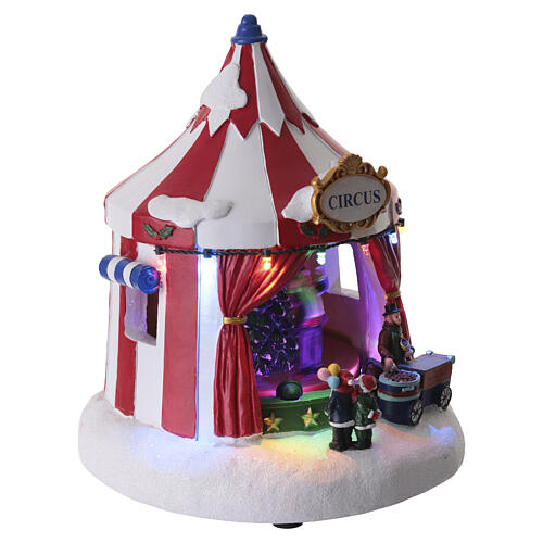 Villaggio natalizio tendone da circo animato e luci led 25x20 cm 4