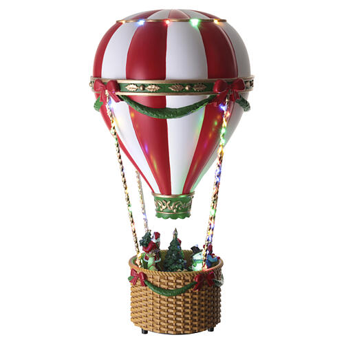 Globo aerostático navideño Papá Noel y niños luces LED animado 40x20 cm 4