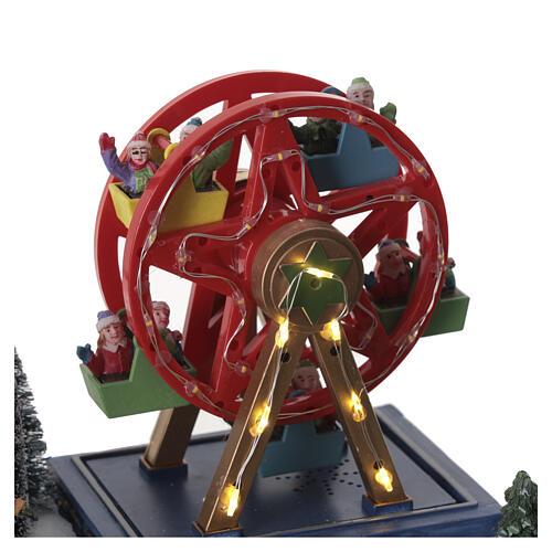 Train de Noël animé lumières LED elfe et manèges 25x50x15 cm 7