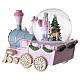 Nutcracker Christmas snow globe with pink train, 6x8x4 in s4