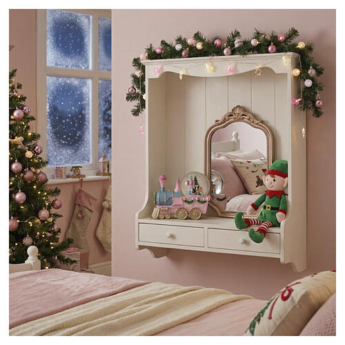 Boule en verre casse-noisettes de Noël petit train rose 15x20x10 cm 2