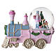 Globo de neve de vidro com quebra-nozes e comboio cor-de-rosa 15x20x10 cm s1