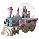 Globo de neve de vidro com quebra-nozes e comboio cor-de-rosa 15x20x10 cm s5