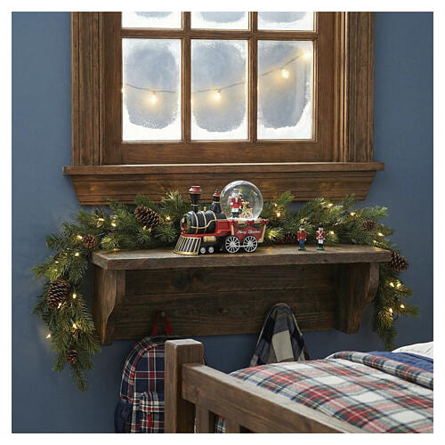 Christmas train snow globe with nutcracker and reindeer, 6x7.5x4 in 2