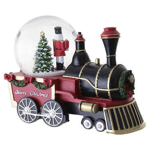 Christmas train snow globe with Nutcracker and reindeer, 15x20x10 cm 6