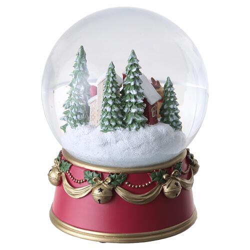 Esfera de vidrio carillón con nieve Papá Noel con trineo 15x10 cm 6