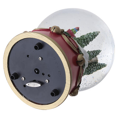 Globo de neve de vidro com caixa de música Pai Natal com trenó 15x10 cm 7