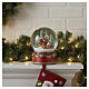 Globo de neve de vidro com caixa de música Pai Natal com trenó 15x10 cm s2