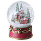 Globo de neve de vidro com caixa de música Pai Natal com trenó 15x10 cm s3