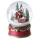 Glass snow globe music Santa Claus with sleigh, 15x10 cm s1