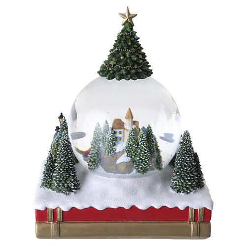 Sfera di natale effetto neve paesaggio natalizio 25x20x15 cm musicale 6