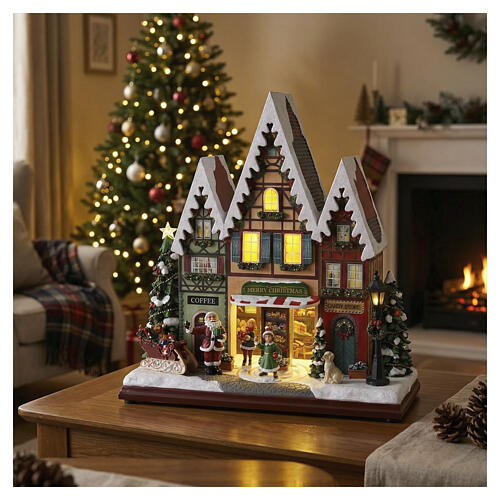 Città natalizia animata con illuminazione led 35x30x15 cm 2