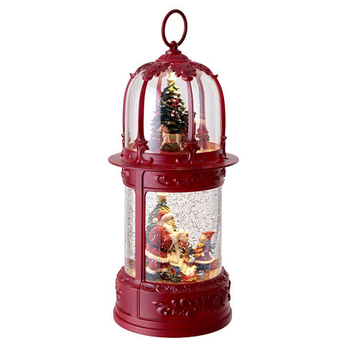 Lanterne de Noël rouge Père Noël 40x15 cm lumières et mouvement 4