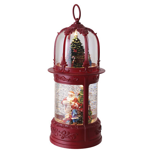 Lanterna natalizia rossa Babbo Natale 40x15 cm luci e movimento 3