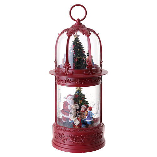 Lanterna natalizia rossa Babbo Natale 40x15 cm luci e movimento 5