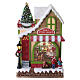 Christmas toy shop with Santa, LED lights, animated, 12x6x8 in s1