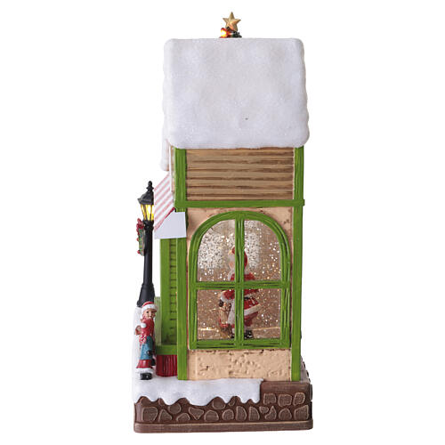 Animated Santa's Toy Shop Christmas decoration with LED lights, 30x15x20 cm 4