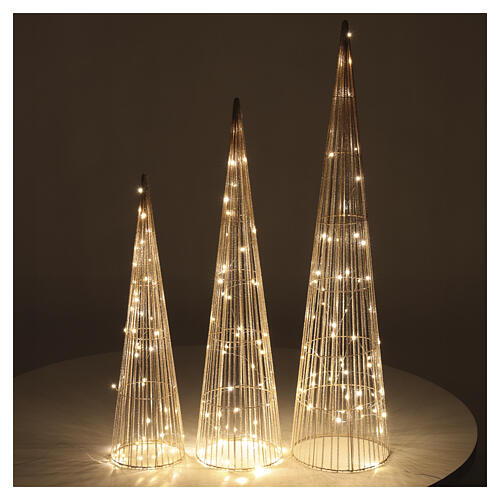 Set 3 Árboles navideños luces LED cálidos 80-100-120 cm 3