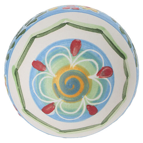 Boule pascale en terre cuite Deruta motif floral 5x5 cm 4