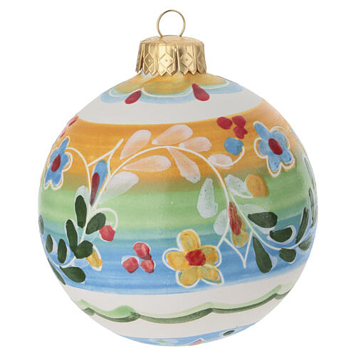 Deruta terracotta northern-lights Easter ball, 4x3 in, floral design 3
