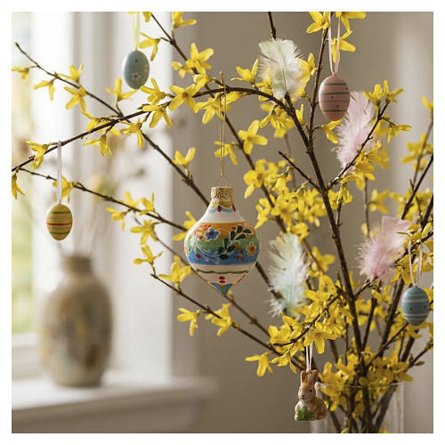 Floral Pointed Deruta Terracotta Easter Ornament, 10x7 cm 2