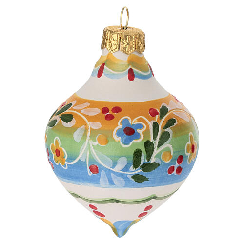 Floral Pointed Deruta Terracotta Easter Ornament, 10x7 cm 3