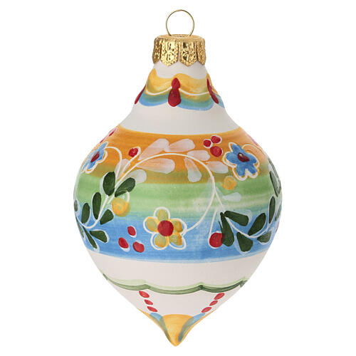 Pallina in terracotta 12x6 fiori e ghirigori Deruta punta 4