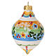 Pallina in terracotta 12x6 fiori e ghirigori Deruta punta s3