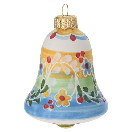 Deruta terracotta bell-shaped Easter ornament, 3.5x3 in, floral design 3