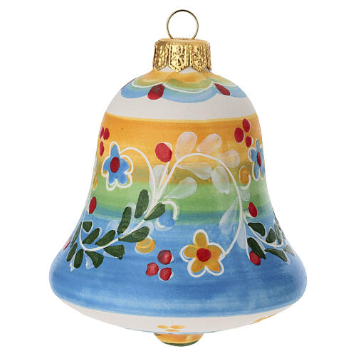 Pallina Deruta a campana boreale con fiori colorati 10x10 cm 1