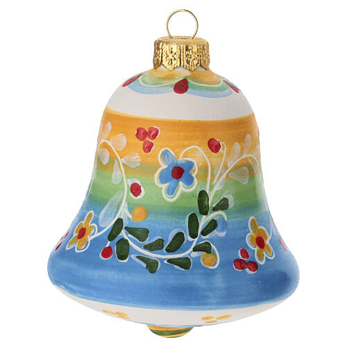 Bola Deruta em forma de sino com efeito boreal e flores coloridas 10x10 cm 4