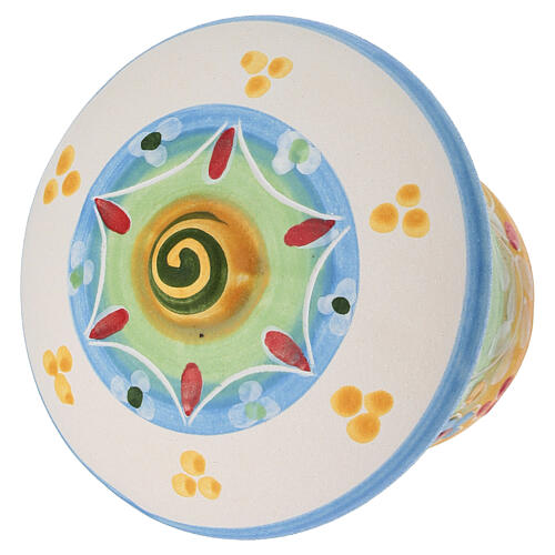 Bola Deruta em forma de sino com efeito boreal e flores coloridas 10x10 cm 5