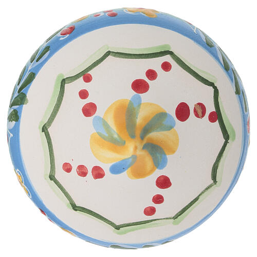 Bombka w kształcie bączka z motywem kwiatowym, terakota Deruta 9 x 8,5 cm 5