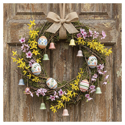 Light Blue Deruta Terracotta Easter Egg Ornament, 7x5 cm 2