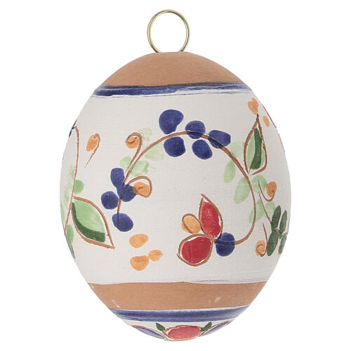 Boule pascale en terre cuite Deruta en forme d'œuf bleu ciel 7x5 cm 3