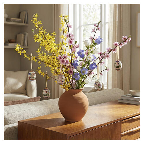 Bola pascal em forma de ovo Deruta floral azul 7x5 cm 2