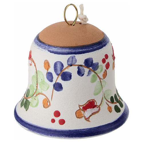 Sineta de cerâmica Deruta 5x5 cm azul floral 3