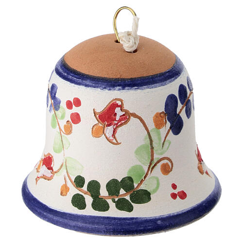 Blue Floral Deruta Terracotta Bell Ornament, 5x5 cm 4