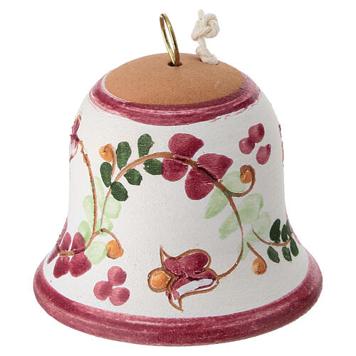 Clochette Deruta 5x5 cm en terre cuite motif floral rose 3