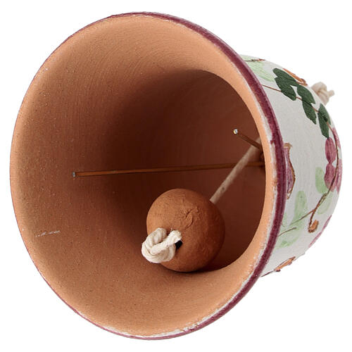 Pink Floral Deruta Terracotta Easter Bell Ornament, 5x5 cm 5