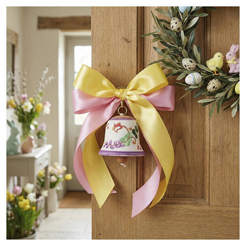Lilac floral Easter bell by Deruta, 2x2 in 2