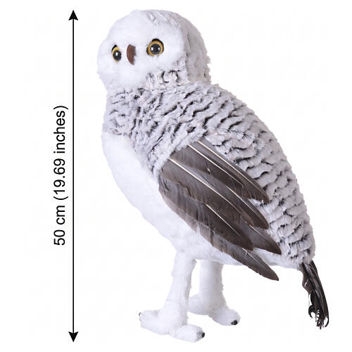 Set of Two White and Grey Owls with Natural Feathers, 50x35x25 cm 3