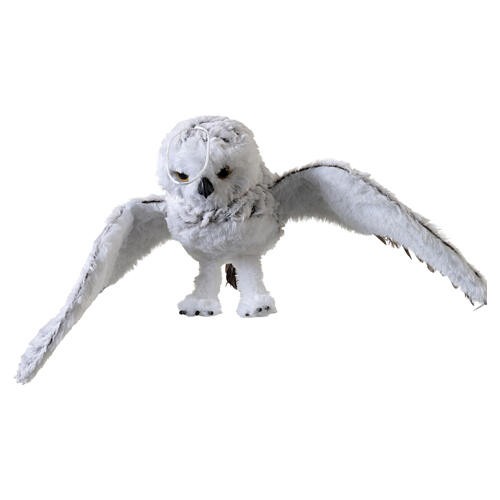 Coruja decorativa de pelúcia artificial cinzenta com asas abertas 70x25x15 cm 2