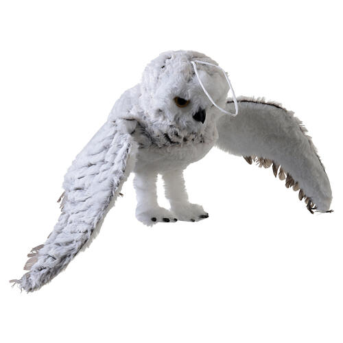 Coruja decorativa de pelúcia artificial cinzenta com asas abertas 70x25x15 cm 3